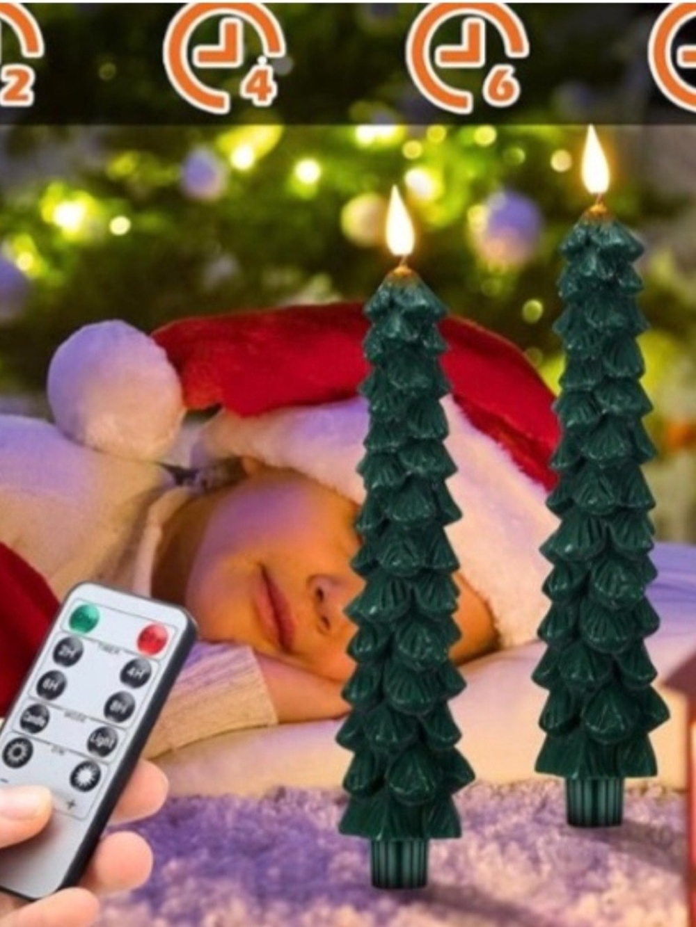 LED Christmas Tree Taper Barn Candles Cottagecore Boho Chic - Picture 3 of 5